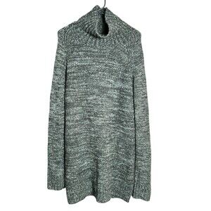 Zara Twisted Midi Knit Sweater Dress Wool Blend Mock Neck Long Sleeve Gray Sz L